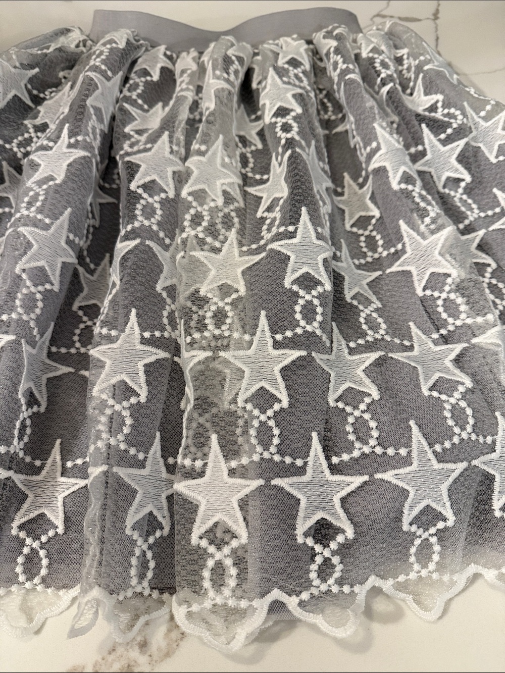 Gray Lace Skirt with White Star Embroidery
Mae li rose size 7